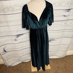 ASOS Deep Teal Velvet short Sleeve Dress, faux wrap v neck